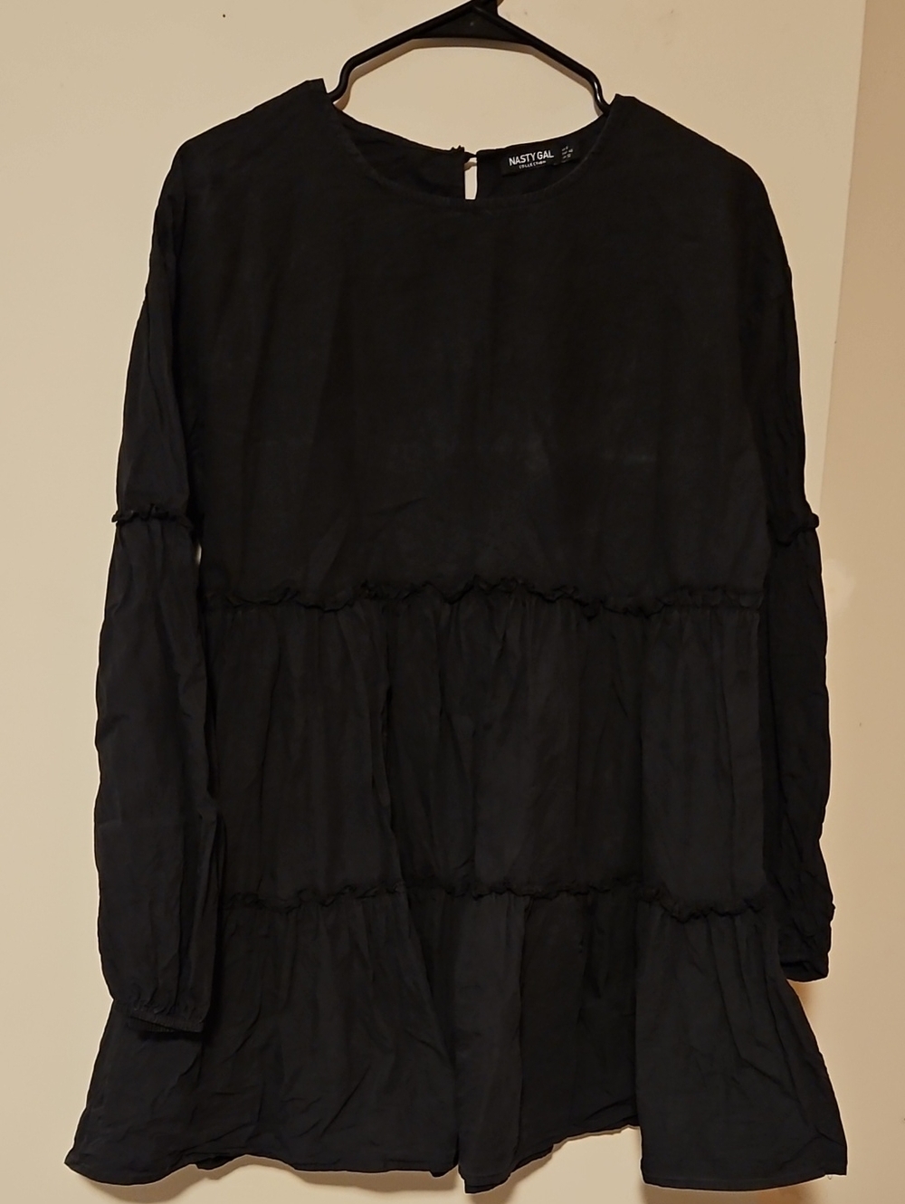 Nasty Gal Black Tiered Peasant Long-Sleeve Dress